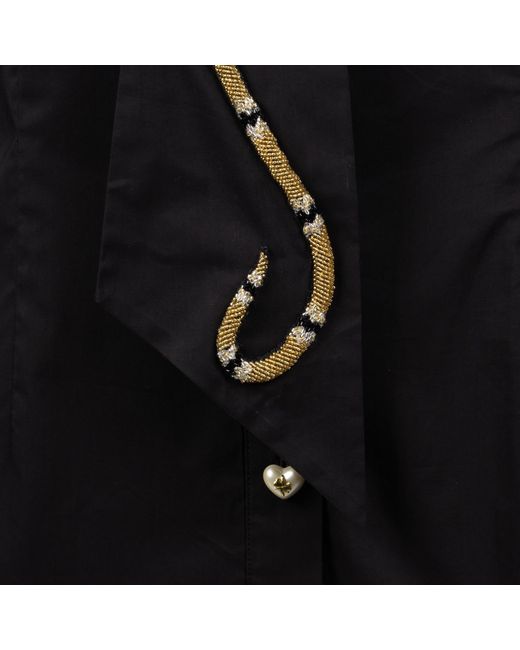 Laines London Black Laines Couture Hand Embellished & Snake Tie Shirt