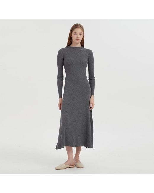 NUAJE NUAJE Black Anita Long Sleeve Merino Wool Dress
