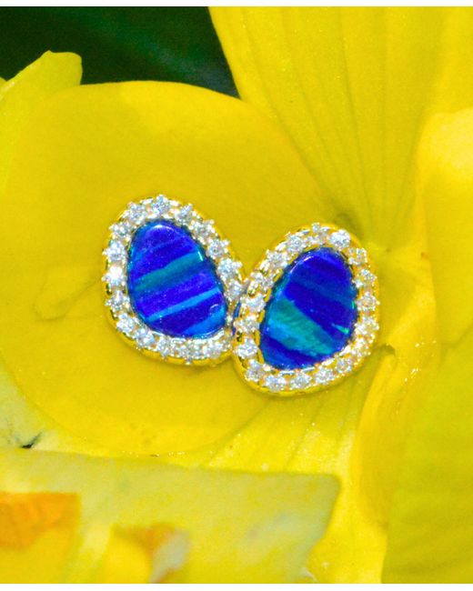 KAMARIA Blue Opal Pebble Stud Earrings
