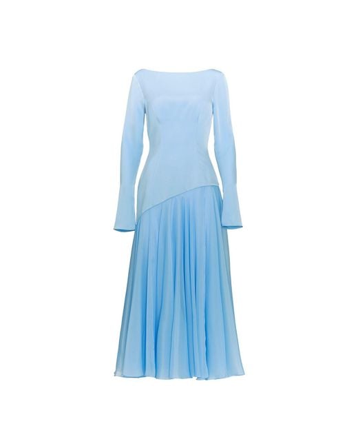Justin Tong Blue Selene Long Sleeve Dress