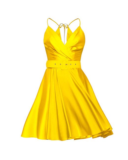 Angelika Jozefczyk Satin Mini Dress Yellow