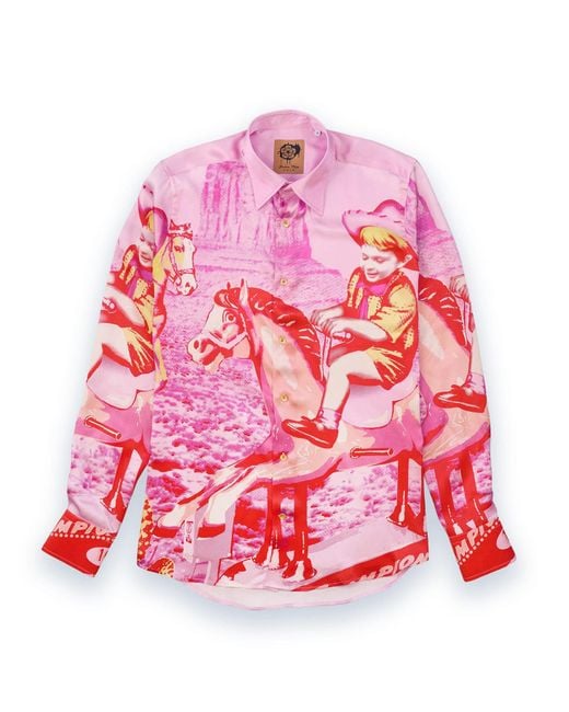 Gresham Blake Men's Pink Rodeo Silk Shirt