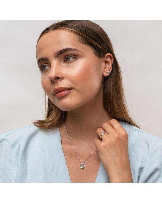 Dower & Hall Metallic Hammered Disc & Sapphire Pendant