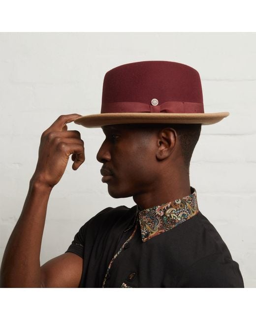 Dasmarca Hats Red Gangstar Burgundy Camel Felt Hat for men