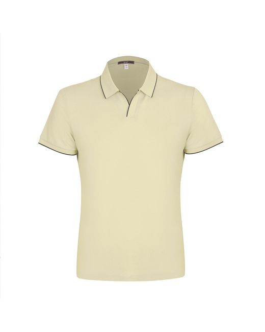 DAVID WEJ Yellow Neutrals Marco V-Neck Polo Shirt for men