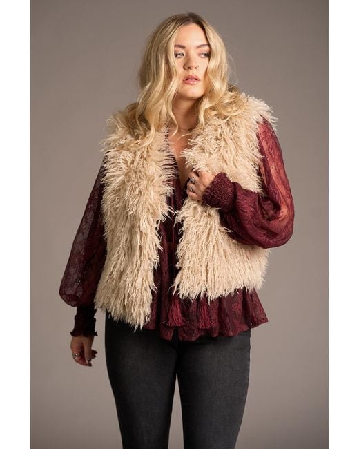 Little Lies Natural Neutrals Penny Lane Faux Mongolian Fur Gilet