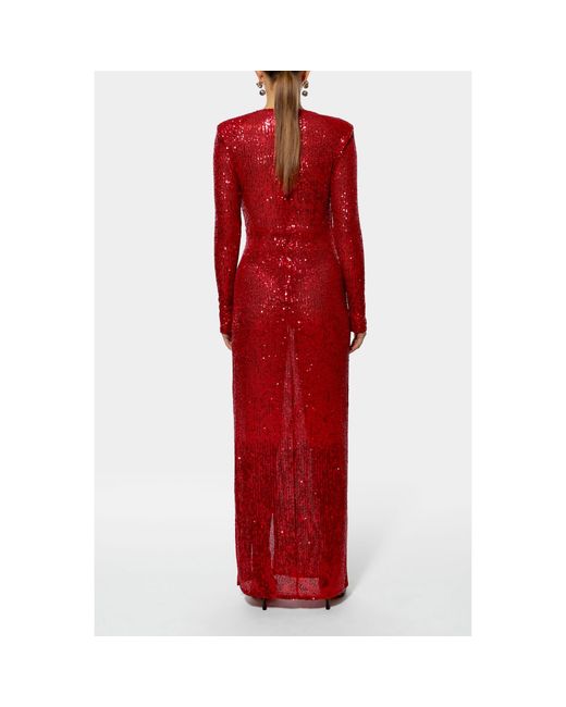 AGGI by HALEWSKI Red Adria Sparkle Sequined Maxi Dress