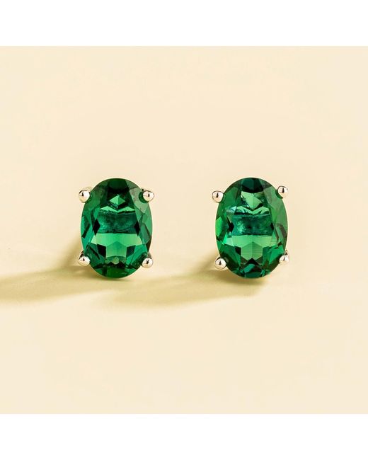 Juvetti Green Ova White Gold Earrings Set With Emerald