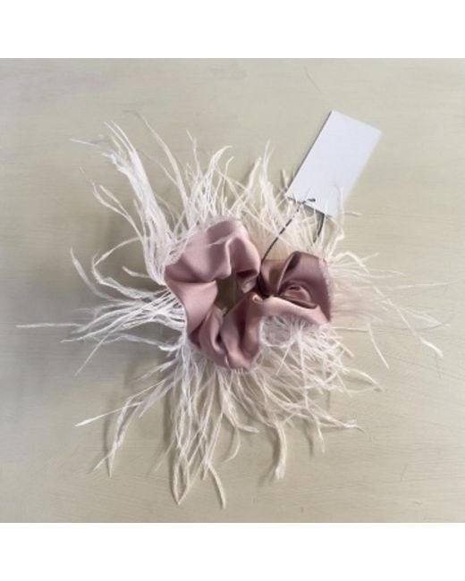 Lula-Ru White Neutrals Feather Hair Scrunchie