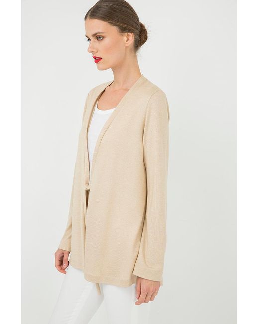Conquista Natural Neutrals Open Front Linen Cardigan