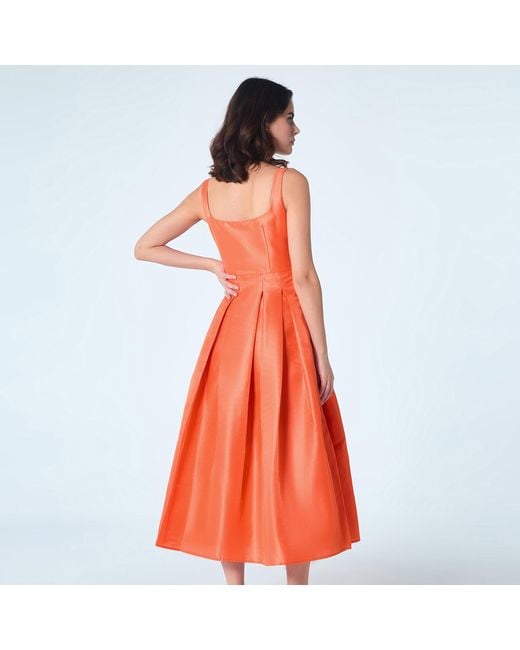 Smart and Joy Orange Taffeta Fit-And-Flare Cocktail Dress