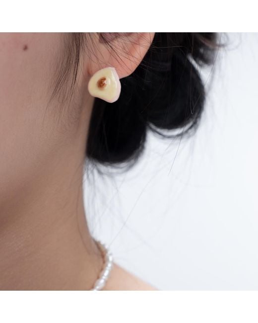 H2 Studio Pink Peach It Non-Symmetrical Porcelain Earrings