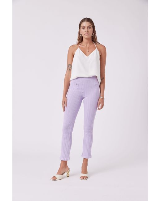 MNK Atelier Purple 80S Inspired Silk Blend Knit Pants