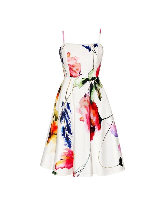 Richa Sharma Red Handcrafted Floral Midi Dress
