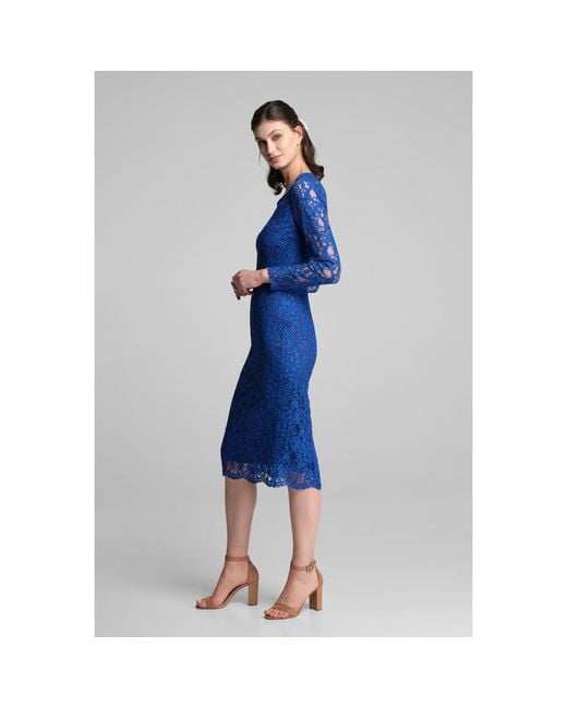 Rumour London Blue Chiara Long Sleeve Lace Dress