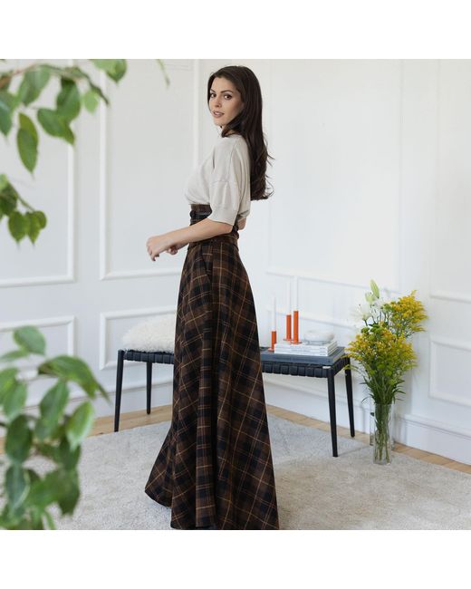 Nikka Place Black Long Wool Skirt With High Waist And Pockets