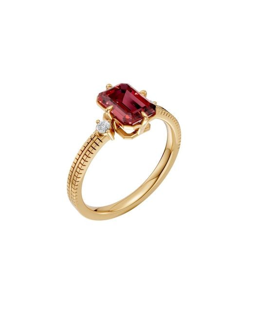 Aya Fine Jewelry Red Emerald Cut Ruby Solitaire Ring