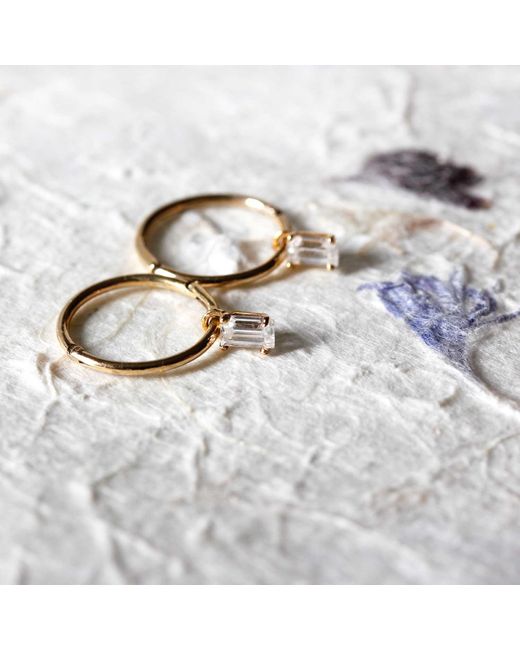 Lee Renee Metallic Baguette Clicker Hoop Earrings