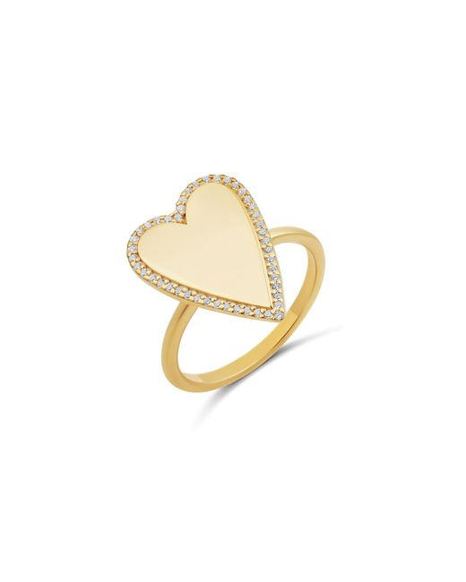 SHYMI Metallic Heart Pave Outline Ring