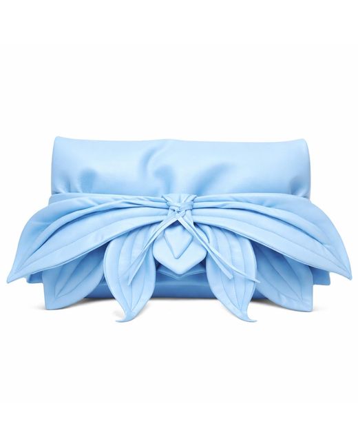Julia Allert Blue Petal Faux Leather Evening Clutch Bag