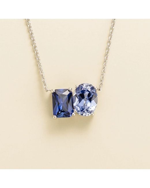 Juvetti Blue Buchon Necklace Set With Sapphire