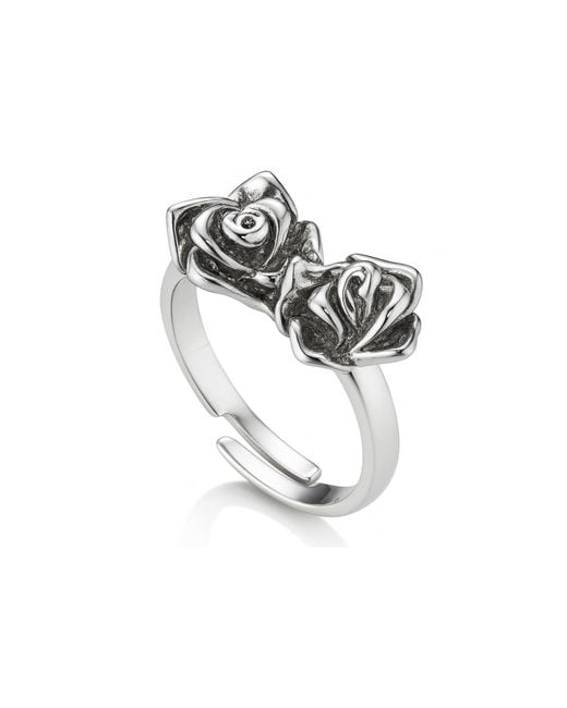 Unaloe Metallic Sterling Double Rose, Purelei Ring Adjustable For – Fashion Statement Jewelry