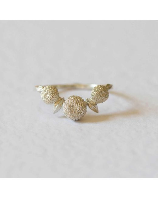 Lee Renee White Dahlia Ring – Silver
