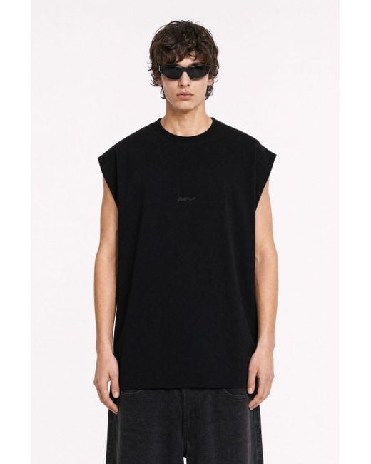 mysimplicated Black Oversized Sleeveless Tee for men