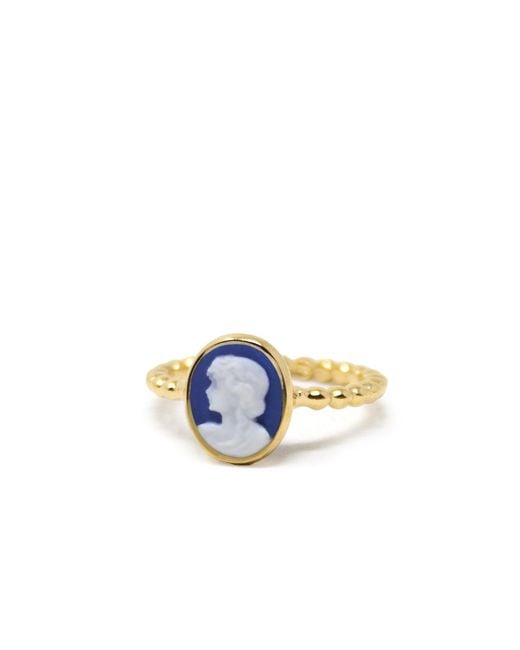 Vintouch Italy Blue Ginevra Mini Cameo Stacking Ring