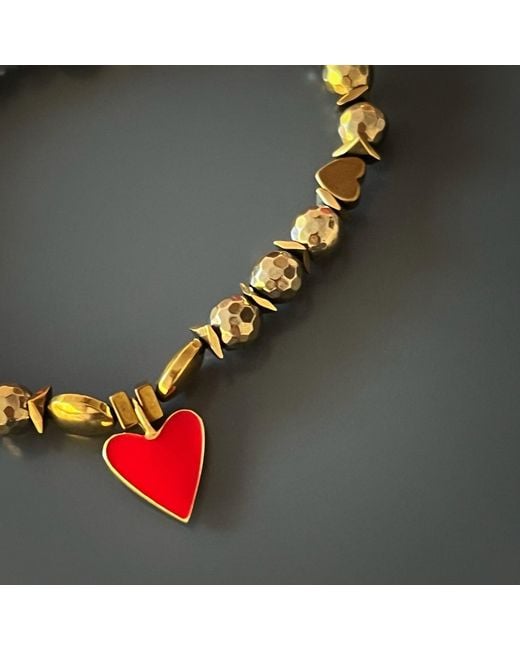 Ebru Jewelry Metallic Red Heart Love Bracelet