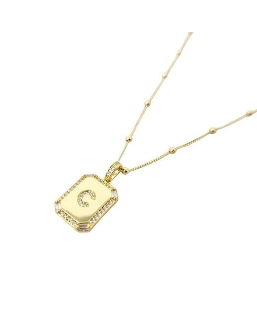 Harfi Metallic Plated Personalised Initial Cubic Zirconia Shiny Letter Necklace