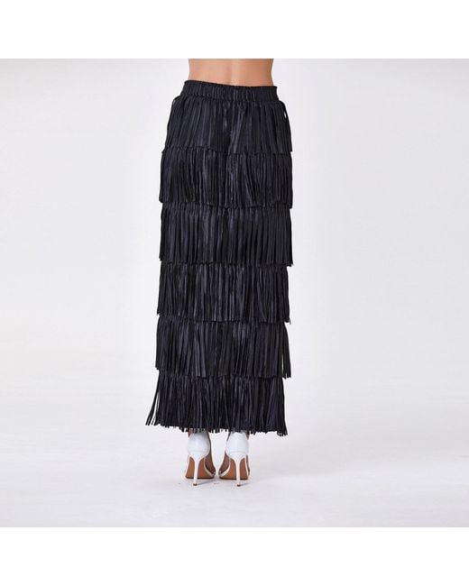Smart and Joy Black Layered Ruffled Knit Skirt