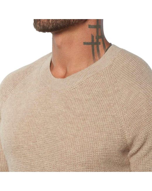 Weston Jon Boucher Natural Valen Waffle Knit Cashmere And Wool Fitted Lightweight Sweater for men