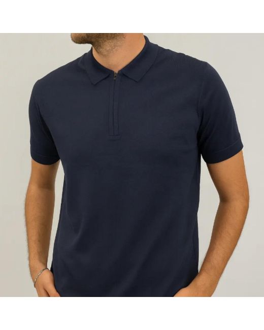 Nuvv Collection Blue Zip-Neck Polo Lightweight Knit for men