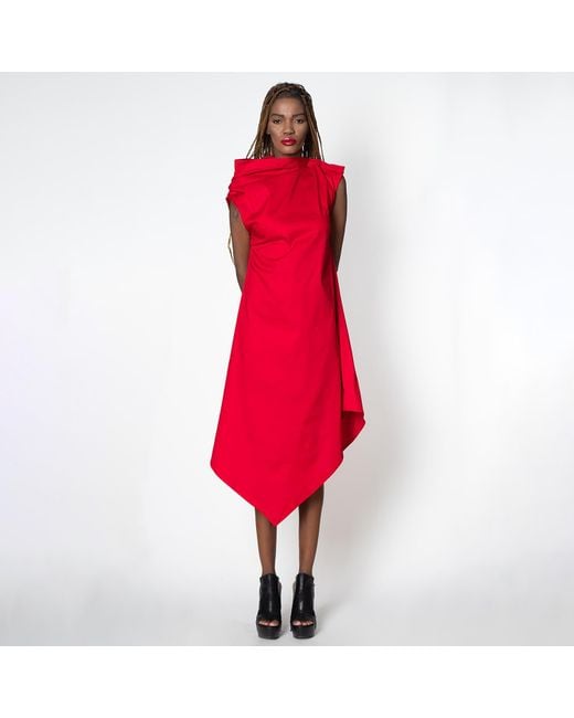 Metamorph Red Elegant Asymmetrical Dress
