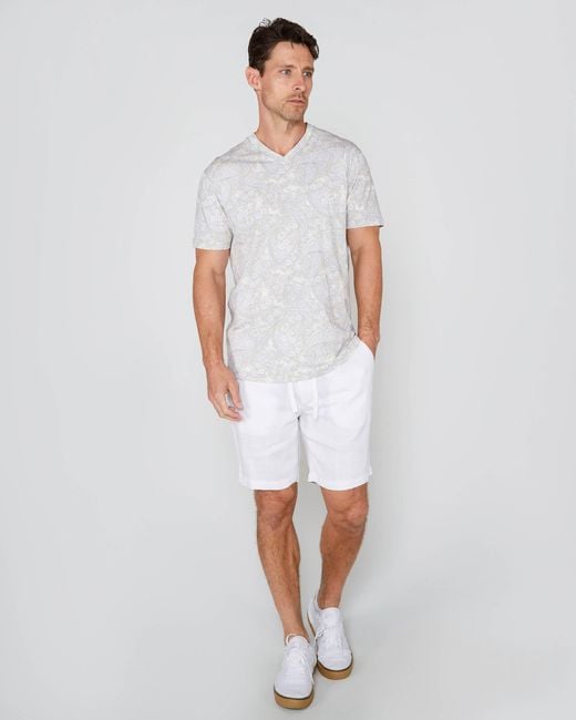 Lords of Harlech Gray Neutrals Maze Paisley Romance V-Neck Tee for men