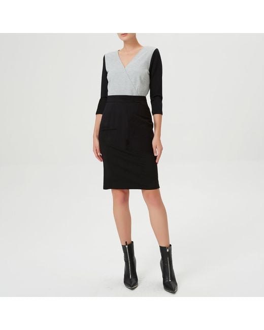 Smart and Joy Black Basic Straight Jersey Skirt