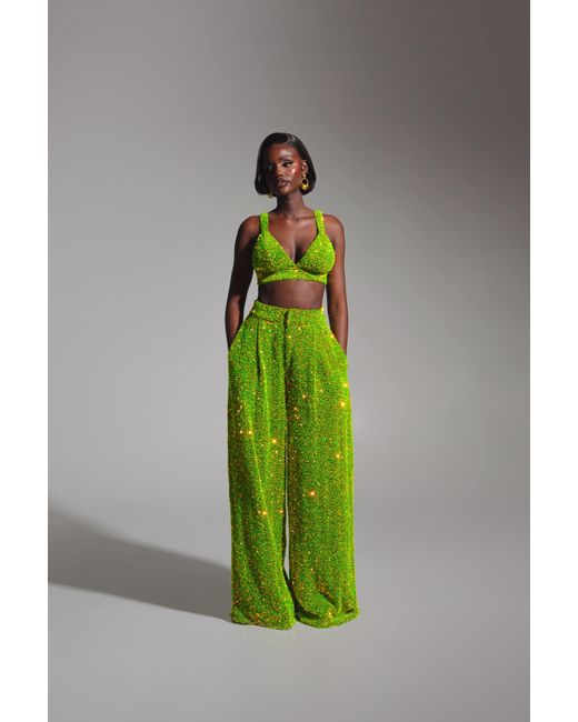 Ofuure Green Liza Sequin Bra Top