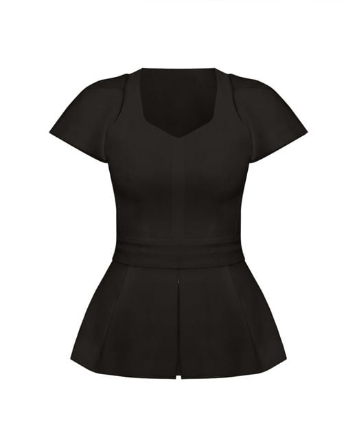 Tia Dorraine Black Short-Sleeved Fitted Top