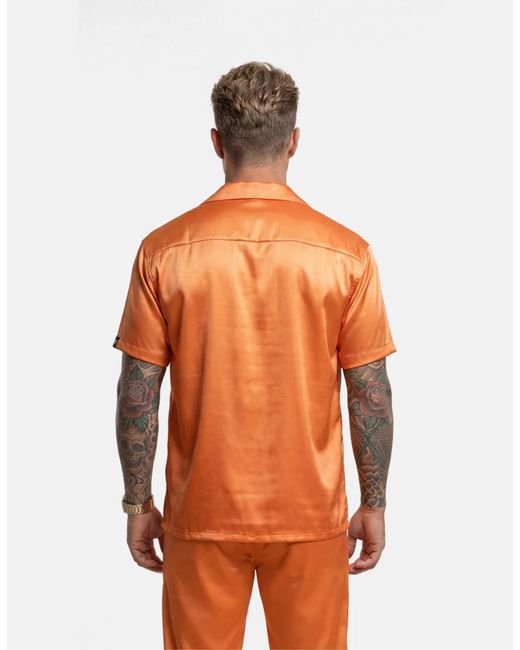 Hustle Orange Fenyx Rising Satin-Shirt for men