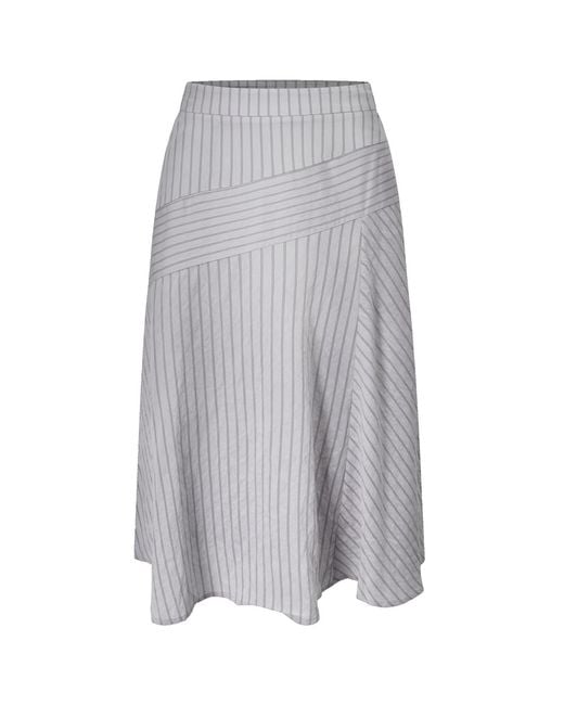 Smart and Joy Gray Flared Midi Skirt With Stripes