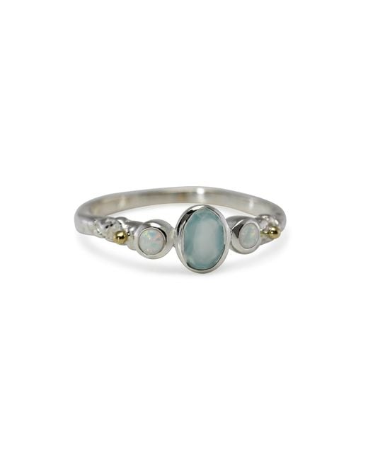 Isla Silver White Aqua Chalcedony & Opal Ring