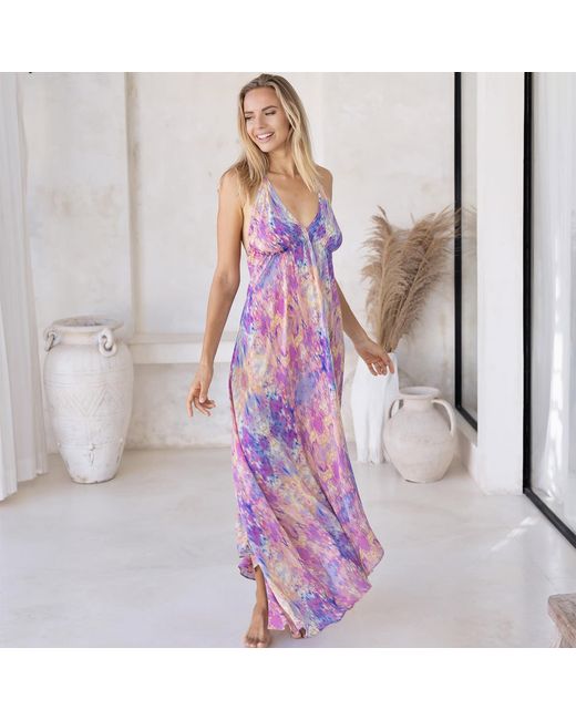 Sophia Alexia Purple Desert Breeze Silk Maxi Ibiza Dress