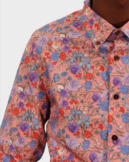 Lords of Harlech Red Morris Rose Floral Shirt for men