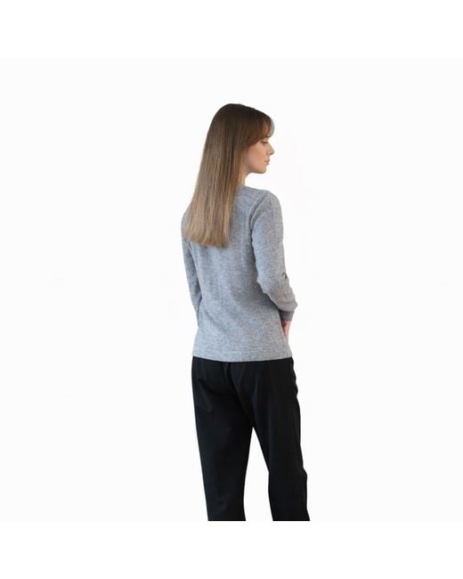 Nuvv Collection Blue Fine Knit Cardigan With Buttons Wool & Cashmere Blend Italian Yarn