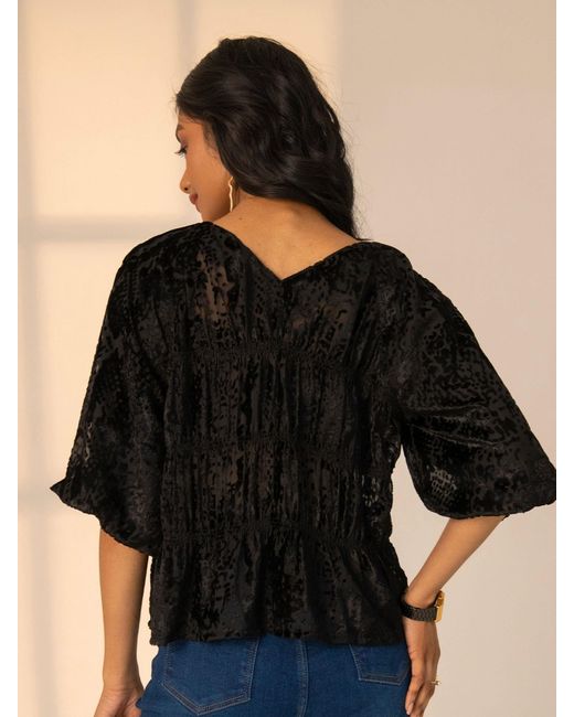 Rose & Nancy Blue Juniper Snake Velvet Blouse