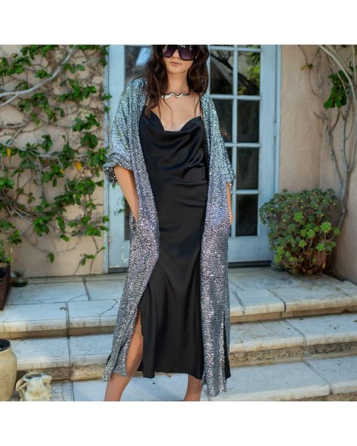 Jennafer Grace Gray Moonstone Noir Sequin Cocoon Jacket