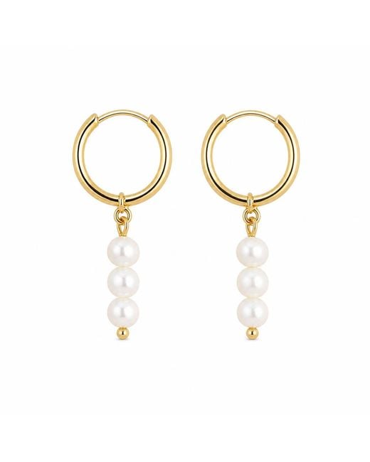 Pearl Code Metallic Small Pearl Hoop Earrings – Mini Hoops