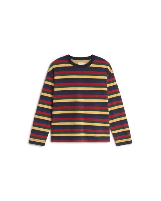 Thinking Mu Red Long-Sleeve Multicolour Striped Emily R T-Shirt