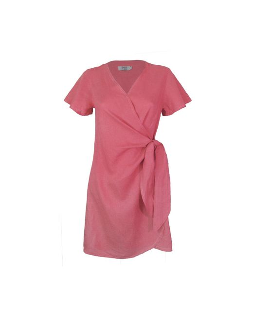 Larsen and Co Pure Linen Lucca Wrap Dress In Peony Pink